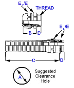 Liquid Tight Straight Strain Relief Fittings - EMI/RFI Proof - Grounded - Nickel Plated Brass - Tech Drawing
