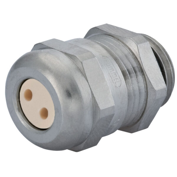 M16 x 1.5 Nickel Plated Brass Multi-Hole (2 Hole) Dome Cable Gland | Cord Grip | Strain Relief CD16M4-BR