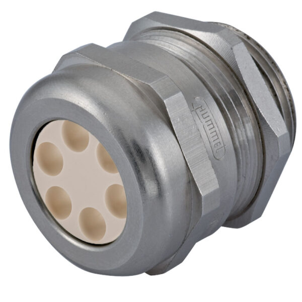 M63 x 1.5 Nickel Plated Brass Multi-Hole (6 Hole) Dome Cable Gland | Cord Grip | Strain Relief CD63M2-BR