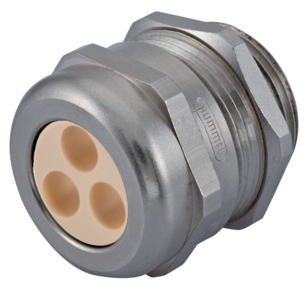 M63 x 1.5 Nickel Plated Brass Multi-Hole (3 Hole) Dome Cable Gland | Cord Grip | Strain Relief CD63M3-BR