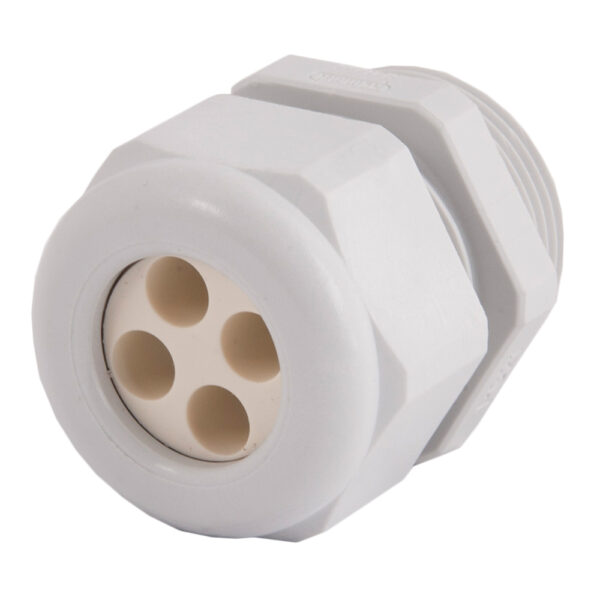 3/4" NPT Gray Nylon Standard Dome Multi-Hole (4 Holes) Cable Gland | Cord Grip | Strain Relief CD21N6-GY
