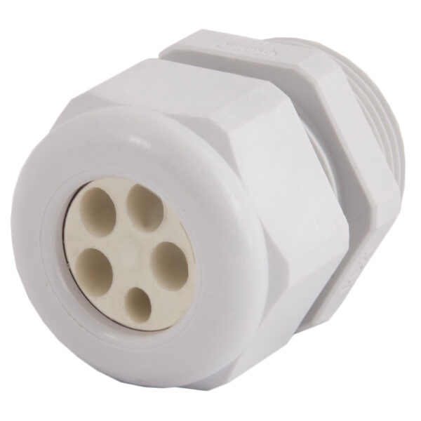 3/4" NPT Gray Nylon Standard Dome Multi-Hole ( 4-1 Holes) Cable Gland | Cord Grip | Strain Relief CD21N8-GY