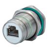 ≤ Cat 6 Stainless Steel Single Hole panel Connector w/ FPM insert