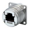  ≤ Cat5-5e Panel Connector w/Flange, Front Mount, w/ 8-pos. or 8+2-pos. solder insert: