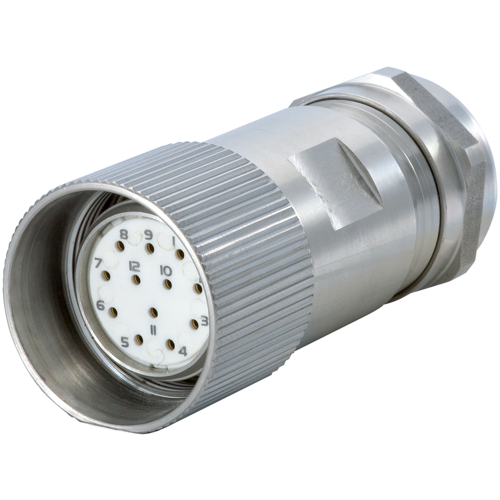 M23 Signal EMI Stainless Steel Straight Circular Connector, Female