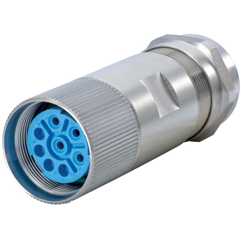 M23 Power INOX Stainless Steel Straight Circular Connector, 7.554.500