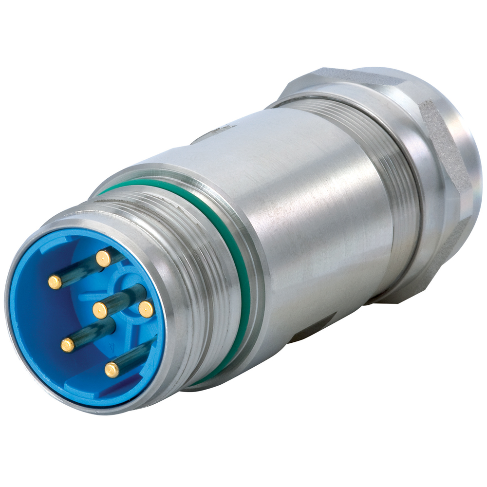 M23 Power INOX Stainless Steel Straight Circular Connector, EMI, 7.564.500.000, Male Thread