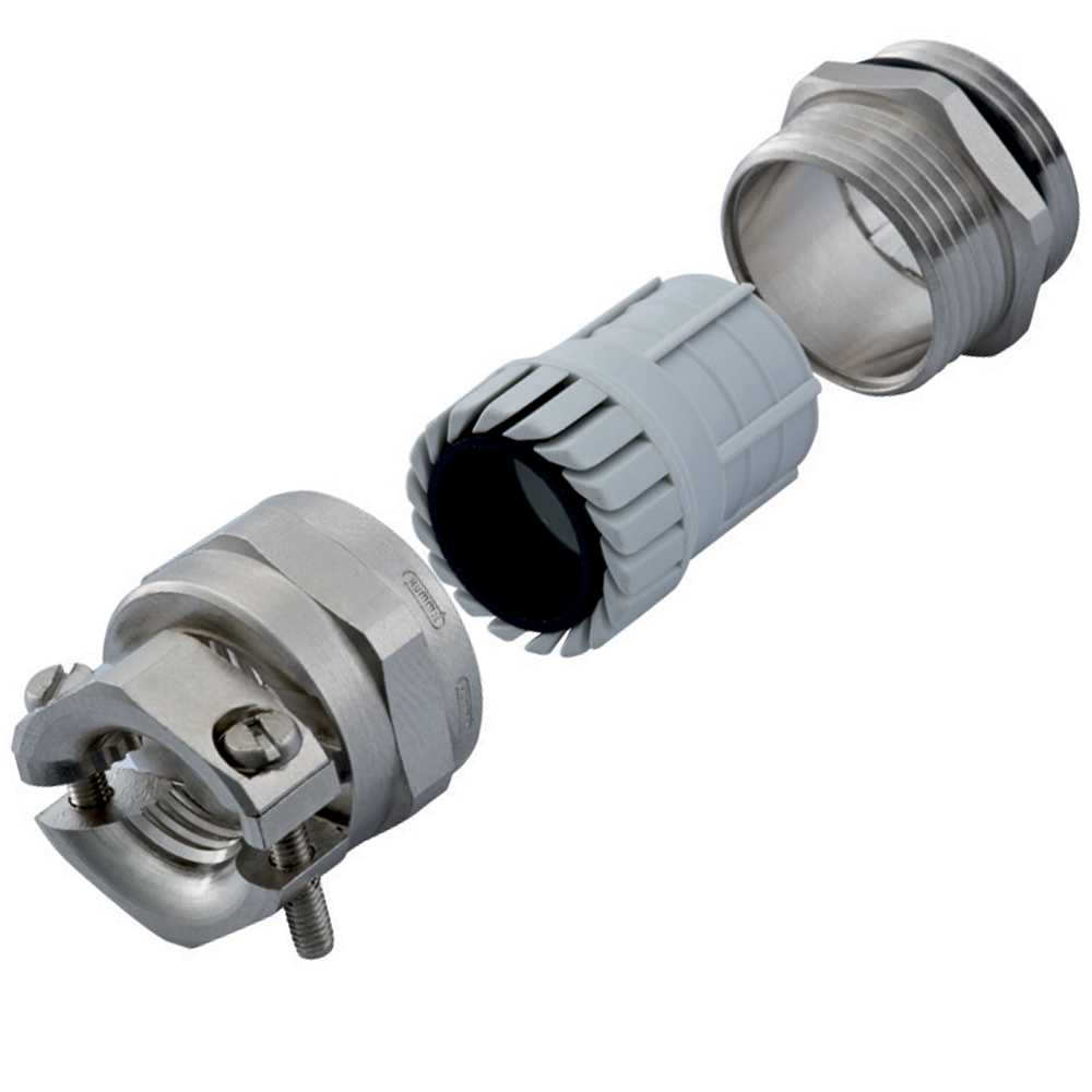 Nickel Plated Brass, High Performance Clamp, 1/2" NPT, Strain Relief, Cord Grips, Cable Glands