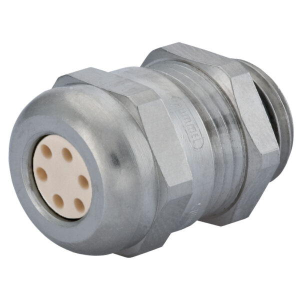 3/8" NPT Nickel Plated Brass Multi-Hole (6 Hole) Dome Cable Gland | Cord Grip | Strain Relief CD09N6-BR