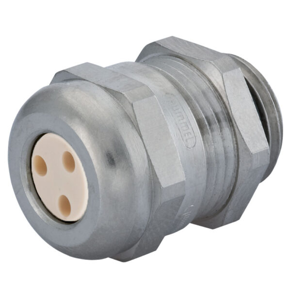 1/2" NPT Nickel Plated Brass Multi-Hole (3 Hole) Dome Cable Gland | Cord Grip | Strain Relief CD13N5-BR