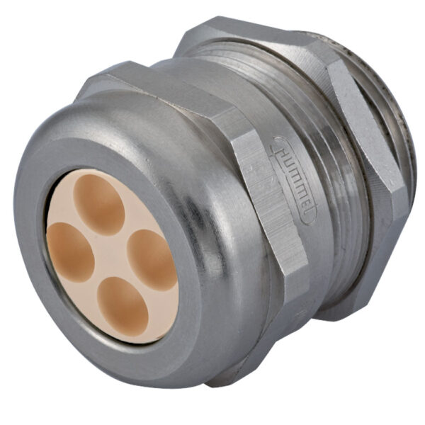 1" NPT Nickel Plated Brass Multi-Hole (4 Hole) Dome Cable Gland | Cord Grip | Strain Relief CD29N2-BR
