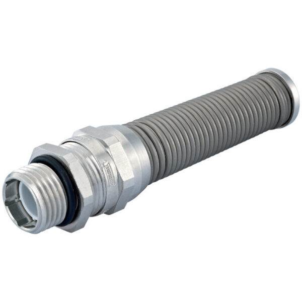 PG 7 / 1/4" NPT Nickel Plated Brass EMI / RFI Braided Elongated Thread Reduced Flex Cable Gland | Cord Grip | Strain Relief CF07CR-BE