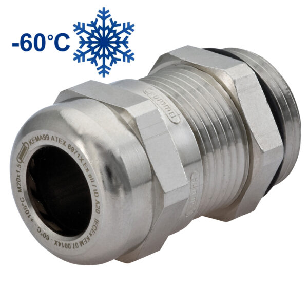 Ex-e M32 x 1.5 Nickel Plated Brass Low Temp EMI / RFI Feed Through Elongated Thread Dome Cable Gland | Cord Grip CC32DA-FX