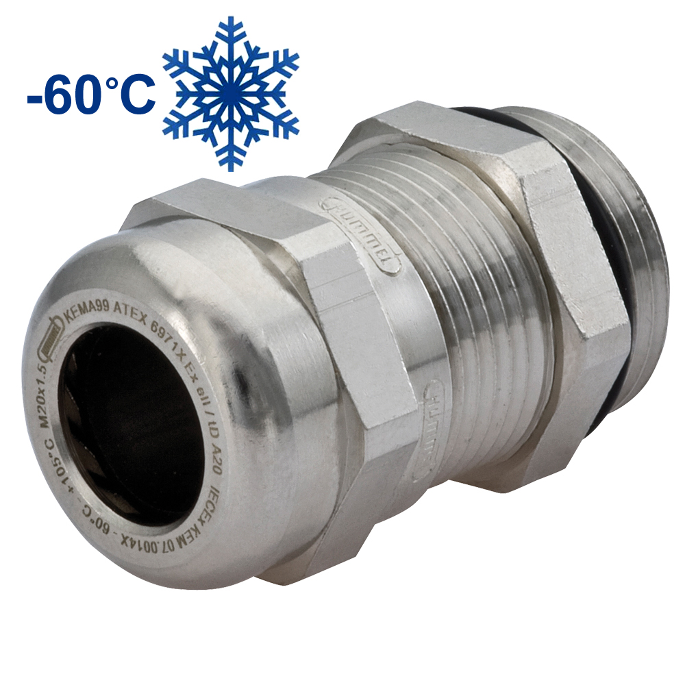 Ex-e M40 x 1.5 Nickel Plated Brass Low Temp EMI / RFI Feed Through Elongated Thread Dome Cable Gland | Cord Grip CC40DA-FX