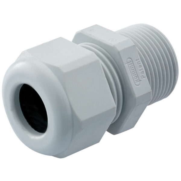 PG 7 / 1/4" NPT Gray Nylon Standard Dome Elongated Thread Cable Gland | Cord Grip | Strain Relief CD07CA-GY