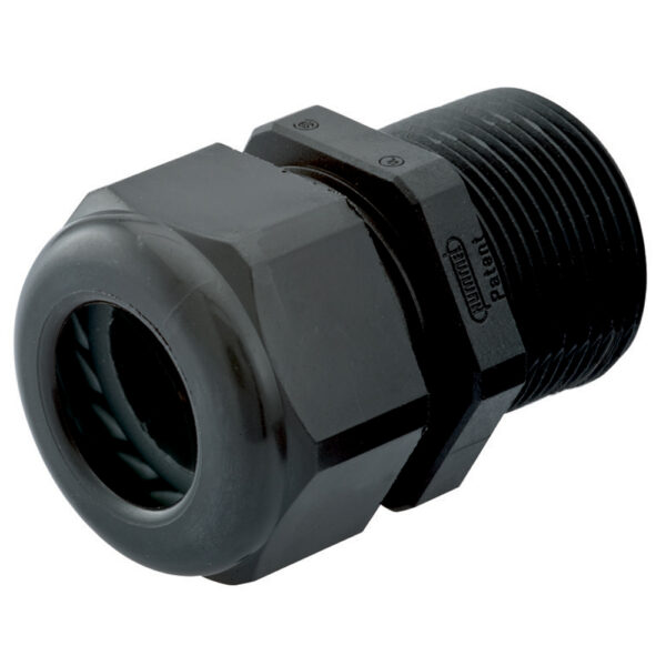 PG 7 / 1/4" NPT Black Nylon Reduced Dome Elongated Thread Cable Gland | Cord Grip | Strain Relief CD07CR-BK