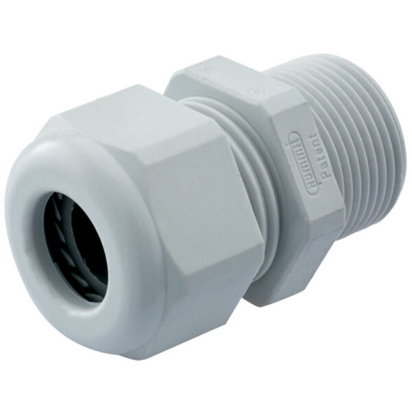 PG 7 / 1/4" NPT Gray Nylon Reduced Dome Elongated Thread Cable Gland | Cord Grip | Strain Relief CD07CR-GY