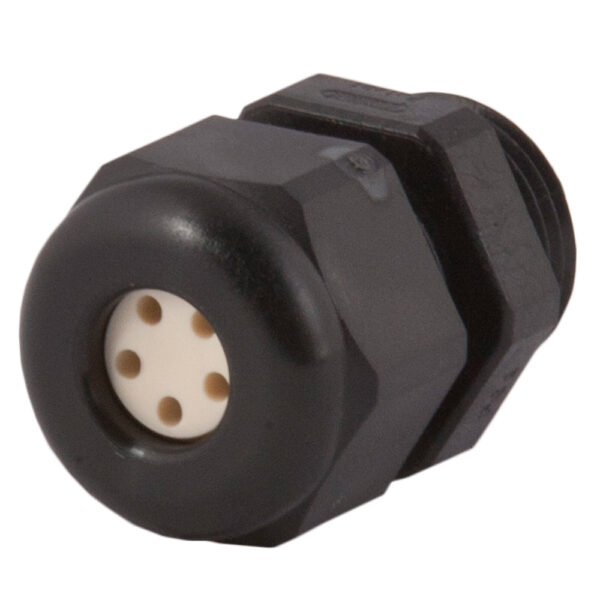 PG 9 Black Nylon Standard Dome Multi-Hole (5 Holes) Cable Gland | Cord Grip | Strain Relief CD09A3-BK