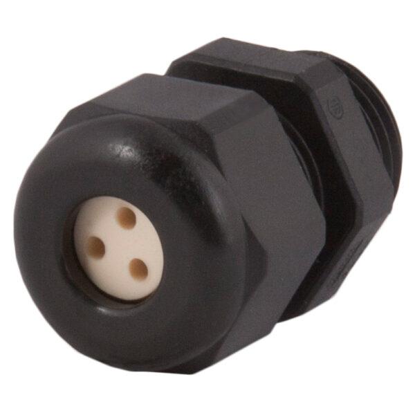 PG 9 Black Nylon Standard Dome Multi-Hole (3 Holes) Cable Gland | Cord Grip | Strain Relief CD09A7-BK