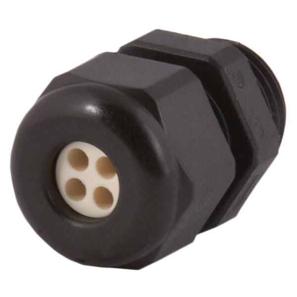 PG 9 Black Nylon Standard Dome Multi-Hole (4 Holes) Cable Gland | Cord Grip | Strain Relief CD09A9-BK