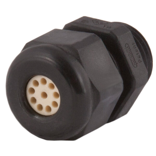 3/8" NPT Black Nylon Standard Dome Multi-Hole (10 Holes) Cable Gland | Cord Grip | Strain Relief CD09N5-BK