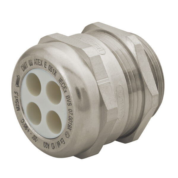 Ex-e 3/8" NPT Nickel Plated Brass Multi-Hole (10 Hole) Dome Cable Gland | Cord Grip | Strain Relief CD09N5-MX