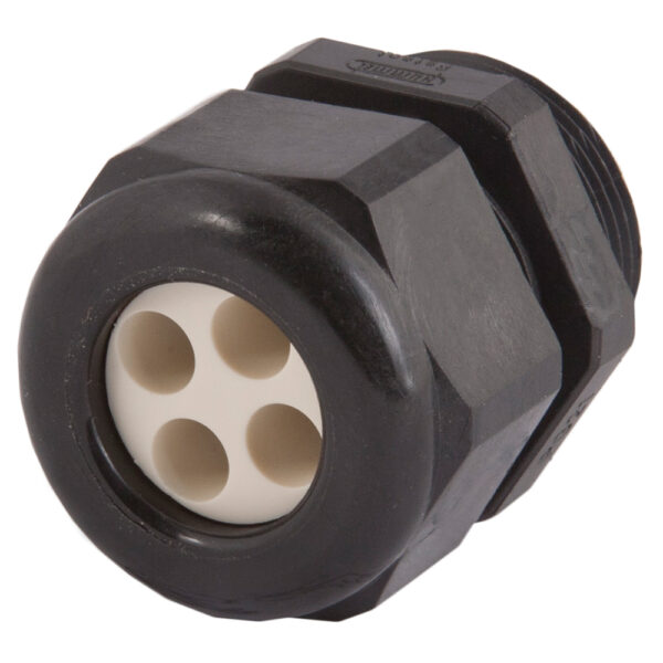 3/8" NPT Black Nylon Standard Dome Multi-Hole (4 Holes) Cable Gland | Cord Grip | Strain Relief CD09N9-BK