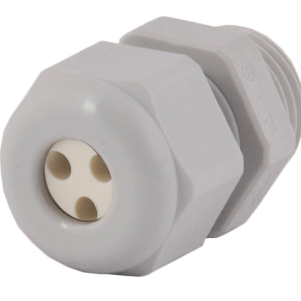 PG 11 Gray Nylon Standard Dome Multi-Hole (3 Holes) Cable Gland | Cord Grip | Strain Relief CD11A2-GY
