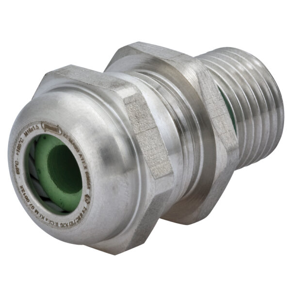 Ex-d M12 316L Stainless Steel PVDF Spline FKM Insert Reduced Dome Cable Gland | Cord Grip | Strain Relief CD12MR-6VX-D