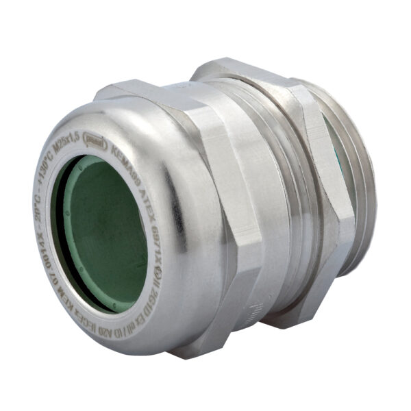 Ex-d M12 Nickel Plated Brass PVDF Spline FKM Insert Reduced Dome Cable Gland | Cord Grip | Strain Relief CD12MR-RX-D