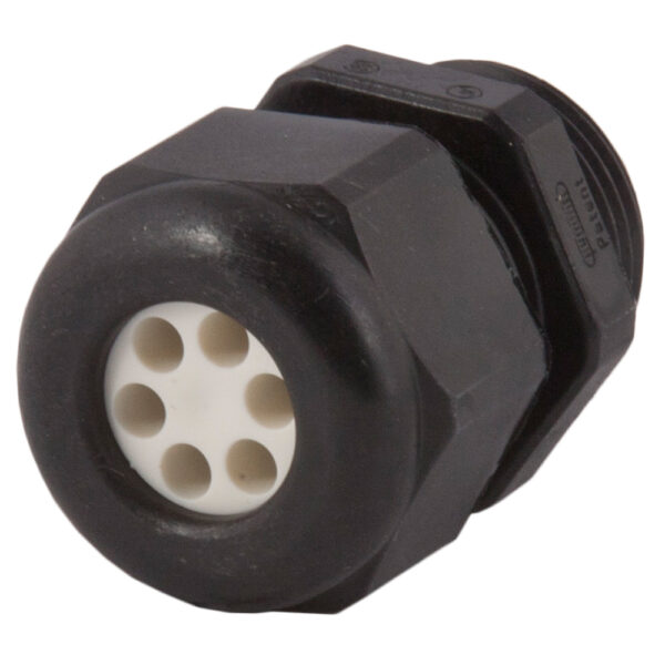 PG 16 Black Nylon Standard Dome Multi-Hole (6 Holes) Cable Gland | Cord Grip | Strain Relief CD16A5-BK