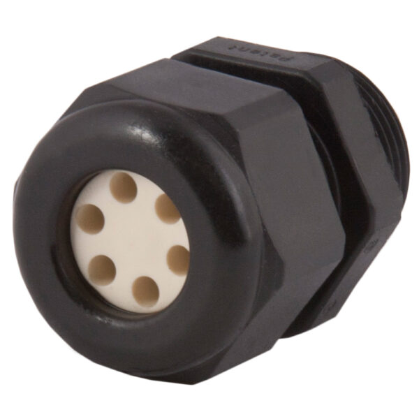 PG 16 Black Nylon Standard Dome Multi-Hole (6 Holes) Cable Gland | Cord Grip | Strain Relief CD16A8-BK