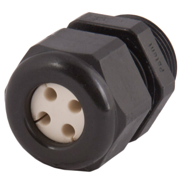 PG 16 Black Nylon Standard Dome Multi-Hole (4 Holes) Cable Gland | Cord Grip | Strain Relief CD16A9-BK