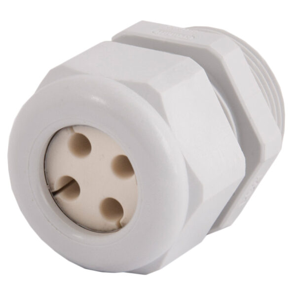 PG 16 Gray Nylon Standard Dome Multi-Hole (4 Holes) Cable Gland | Cord Grip | Strain Relief CD16A9-GY
