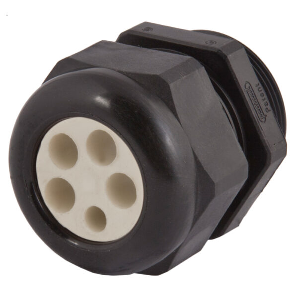 3/4" NPT Black Nylon Standard Dome Multi-Hole ( 4-1 Holes) Cable Gland | Cord Grip | Strain Relief CD21N8-BK