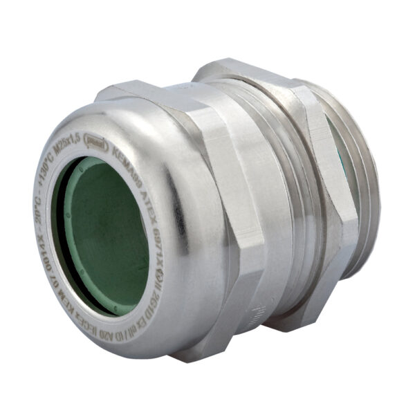 Ex-d M20 Nickel Plated Brass PVDF Spline FKM Insert Reduced Dome Cable Gland | Cord Grip | Strain Relief CD22MR-RX-D