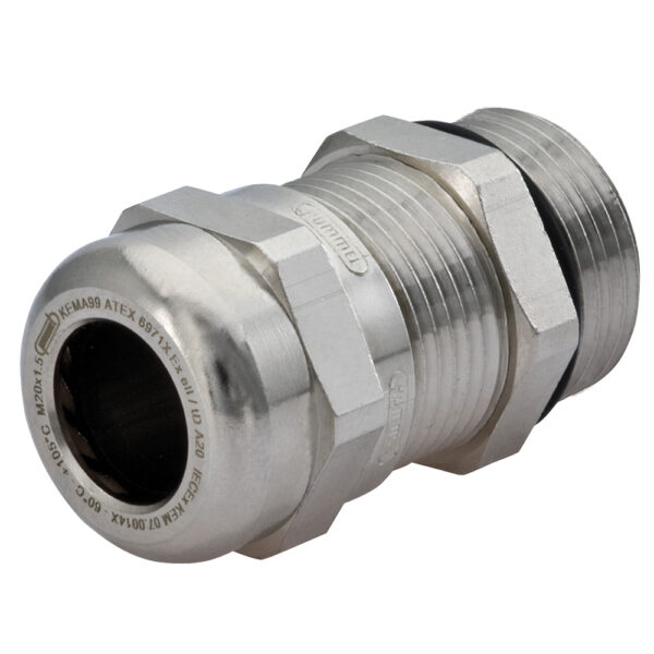 Ex-e M25 x 1.5 Nickel Plated Brass EMI/RFI Feed Through Elongated Thread Fittings Dome Cable Gland | Cord Grip | Strain Relief CD25DA-FX