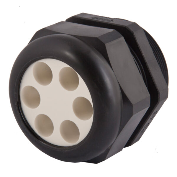 PG29 Black Nylon Standard Dome Multi-Hole (6 Holes) Cable Gland | Cord Grip | Strain Relief CD29A1-BK