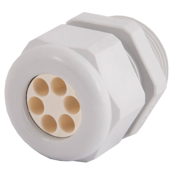 1" NPT Gray Nylon Standard Dome Multi-Hole (6 Holes) Cable Gland | Cord Grip | Strain Relief CD29N1-GY