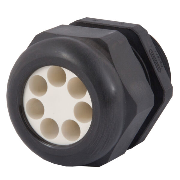 PG36 Black Nylon Standard Dome Multi-Hole (7 Holes) Cable Gland | Cord Grip | Strain Relief CD36A2-BK