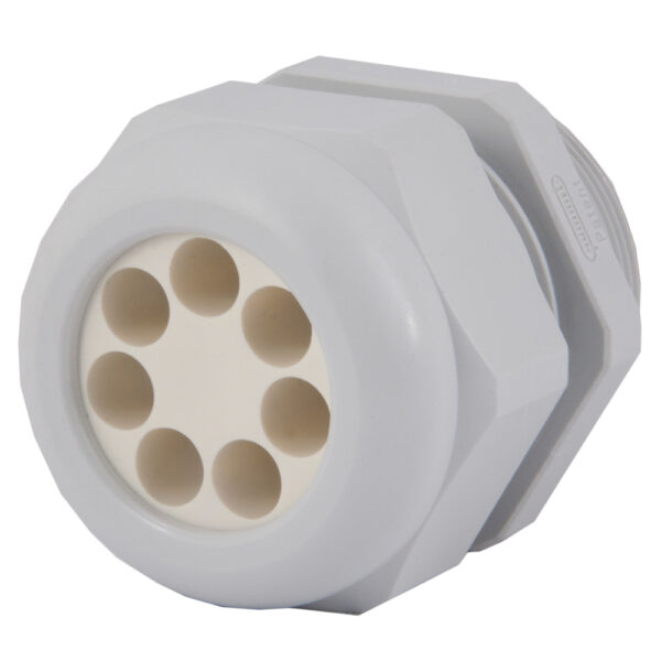 PG36 Gray Nylon Standard Dome Multi-Hole (7 Holes) Cable Gland | Cord Grip | Strain Relief CD36A2-GY