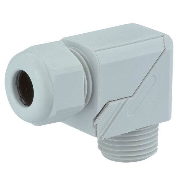 M20 x 1.5 Gray Nylon Standard Dome Snap Elbow Cable Gland | Cord Grip | Strain Relief ED20MA-GY