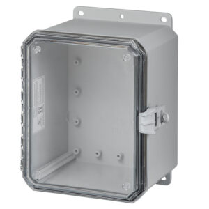 Polycarbonate Enclosure 10" x 8" x 6" | Low Profile Hinged Clear Cover Non-Metallic Lockin | SP10086LPCNL
