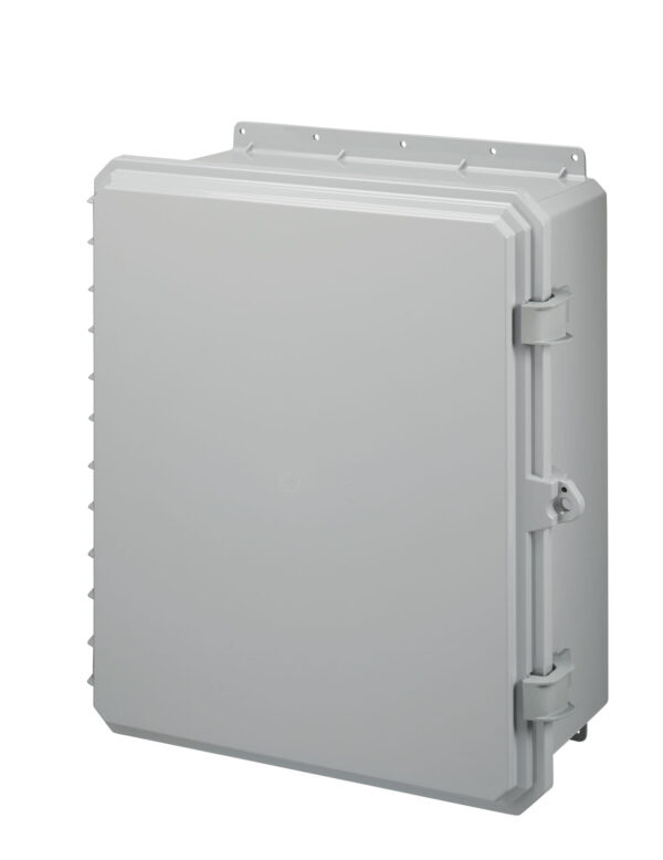 Polycarbonate Enclosure 20" x 16" x 8" | Opaque Cover Two Integrated Latch Flanges | SG201608