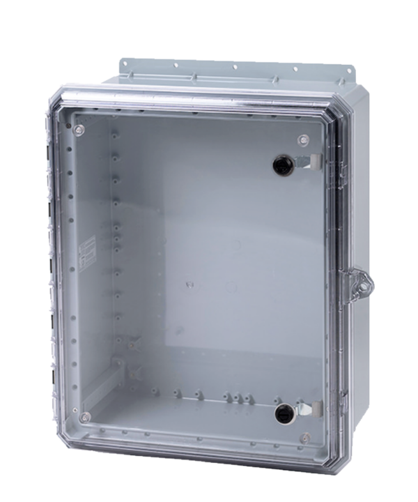 Polycarbonate Enclosure 20" x 16" x 8" | Clear Cover Quarter Turn Latch with Multi-Max Rail | SG201608CQTL