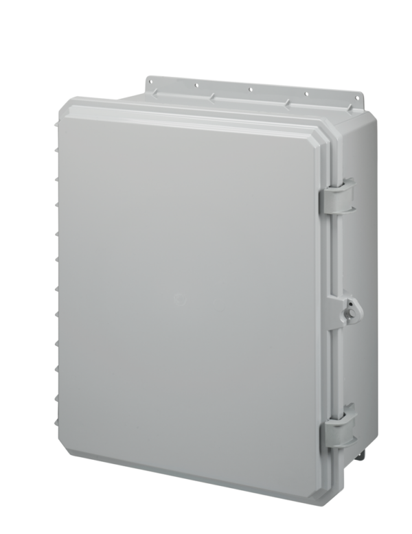 Polycarbonate Enclosure 20" x 16" x 8" | Opaque Cover Two Latches Integrated Flanges | SG201608E