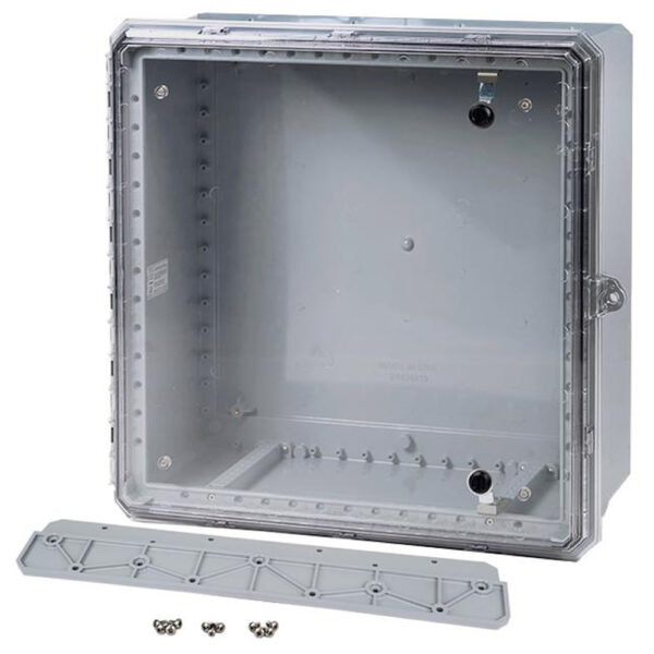 Polycarbonate Enclosure 24" x 24" x 10" | Clear Cover qtr Turn Latch w/ Multi-Max Rails | SG242410CQTL