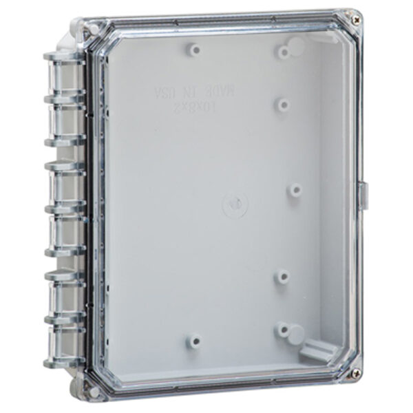 Polycarbonate Enclosure 10" x 8" x 2" | Hinged Clear Two Screw Cover  | SH10082HC