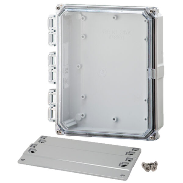 Polycarbonate Enclosure 10" x 8" x 2" | Hinged Clear Four Screw Cover | SH10082HCF