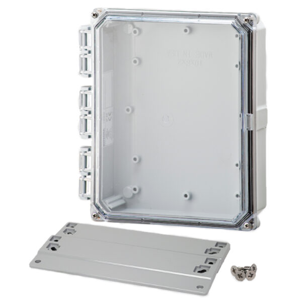 Polycarbonate Enclosure 10" x 8" x 2" | Hinged Clear Four Screw Cover | SH10082HCF-6P